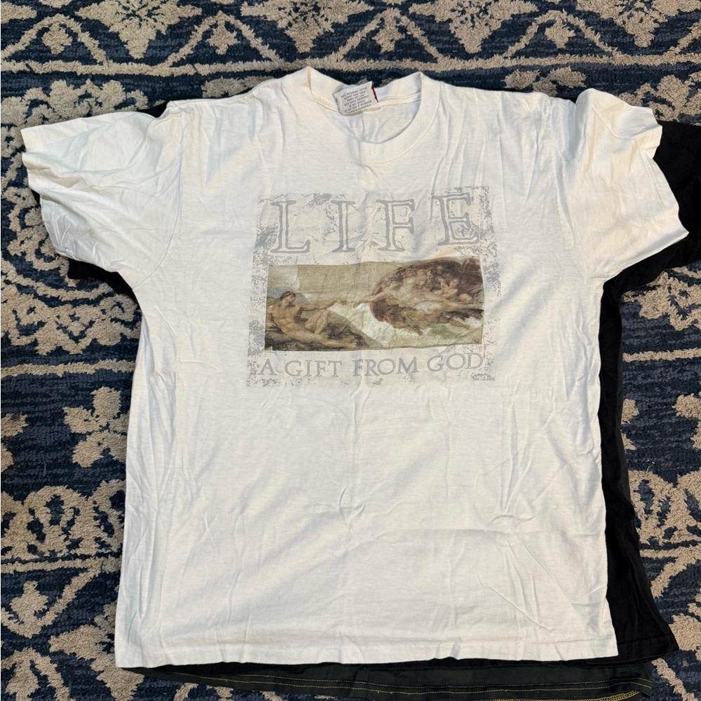 Life “a gift from god” Graphic White T-Shirt Vintage Made in USA tee